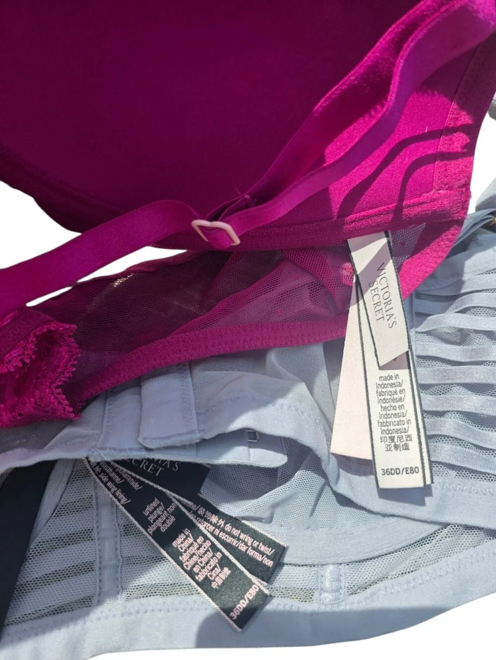 36DD Victoria's Secret Bra Bundle | Pink Lace Racerback & Grey Mesh Underwire - Picture 3 of 3